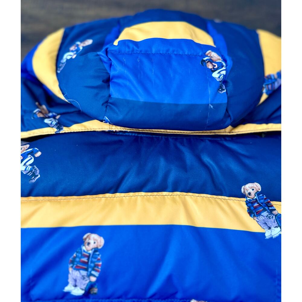 Polo Ralph Lauren Toddler Boys‎ 3T Blue Yellow Polo Bear Puffer Jacket Hooded - Picture 9 of 10